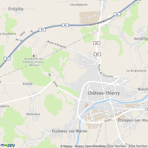 La carte pour la ville de Château-Thierry 02400