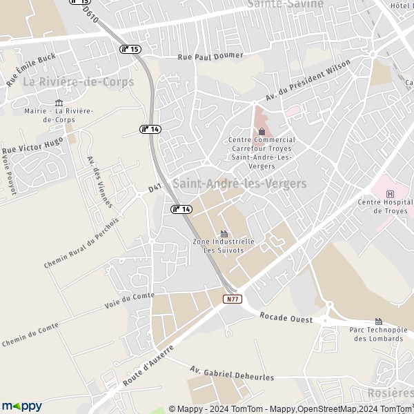 La carte pour la ville de Saint-André-les-Vergers 10120