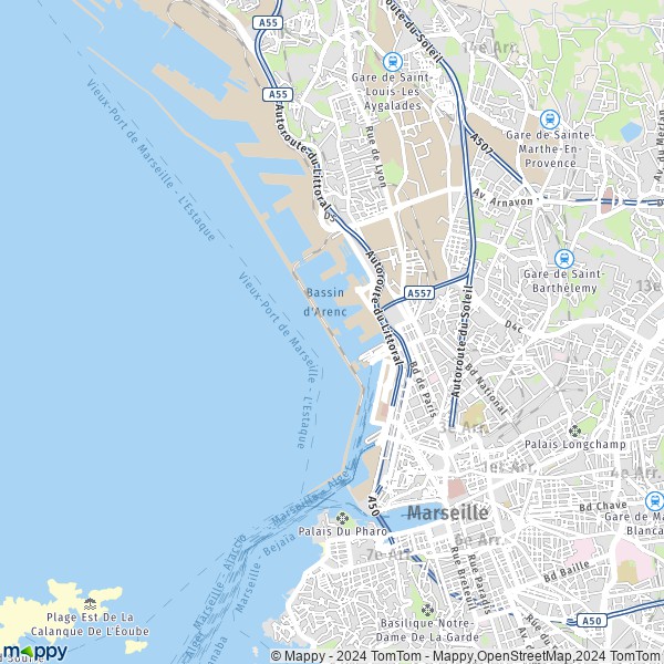 La carte pour la ville de 2e Arrondissement, Marseille