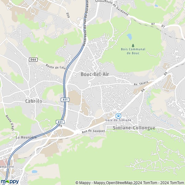 La carte pour la ville de Bouc-Bel-Air 13320