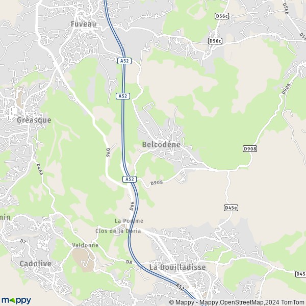 La carte pour la ville de Belcodène 13720
