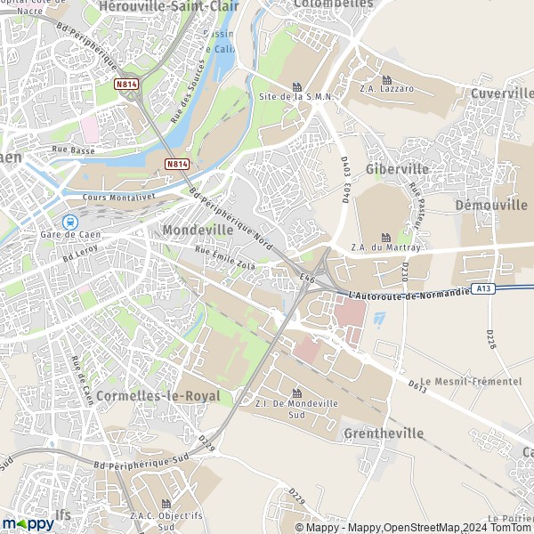 La carte pour la ville de Mondeville 14120