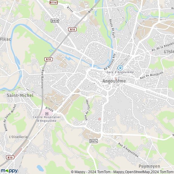 La carte pour la ville de Angoulême 16000