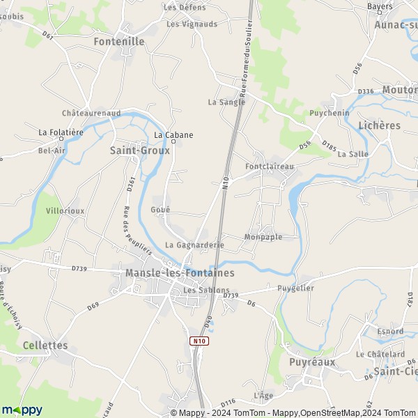 La carte pour la ville de Mansle-les-Fontaines 16230