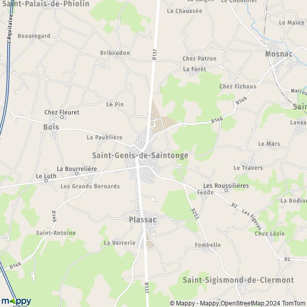 La carte pour la ville de Saint-Genis-de-Saintonge 17240