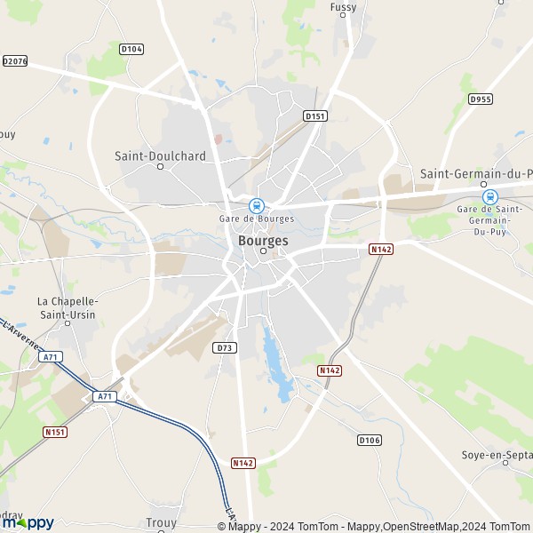 La carte pour la ville de Bourges 18000