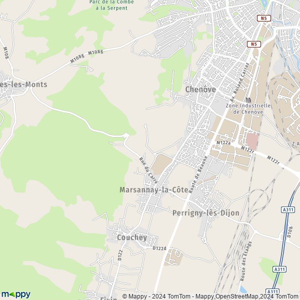 La carte pour la ville de Marsannay-la-Côte 21160