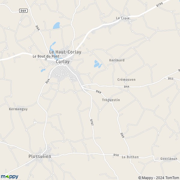 La carte pour la ville de Corlay 22320