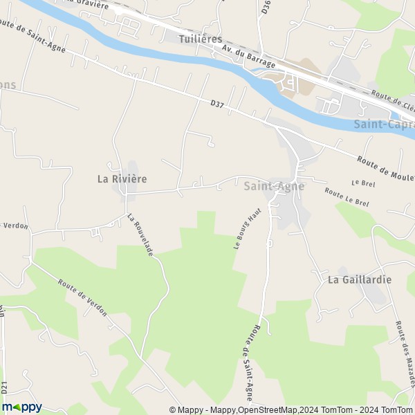 La carte pour la ville de Saint-Agne 24520