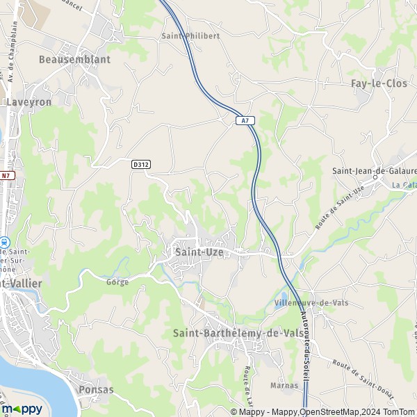 La carte pour la ville de Saint-Uze 26240