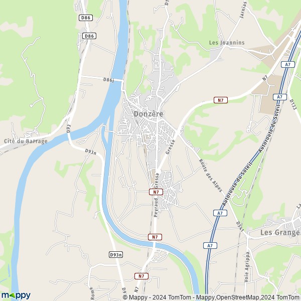 La carte pour la ville de Donzère 26290