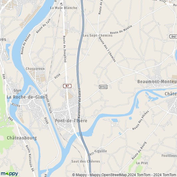 La carte pour la ville de Pont-de-l'Isère 26600