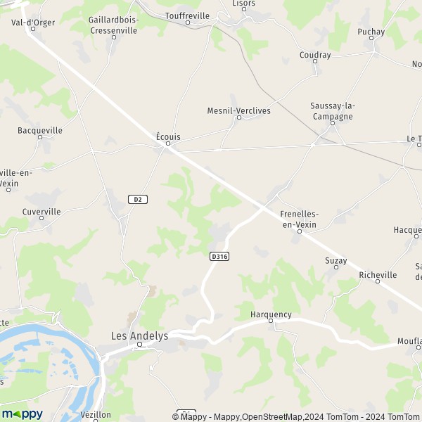 La carte pour la ville de Corny, 27700 Frenelles-en-Vexin