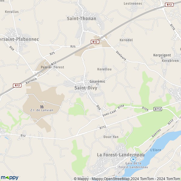 La carte pour la ville de Saint-Divy 29800