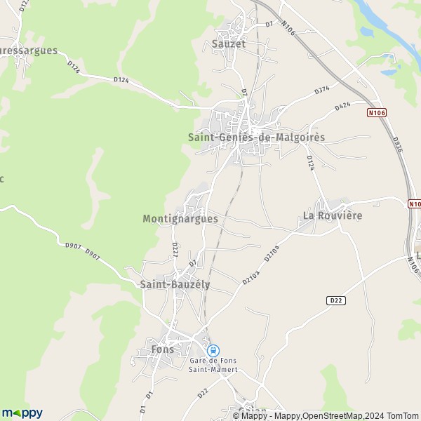 La carte pour la ville de Montignargues 30190