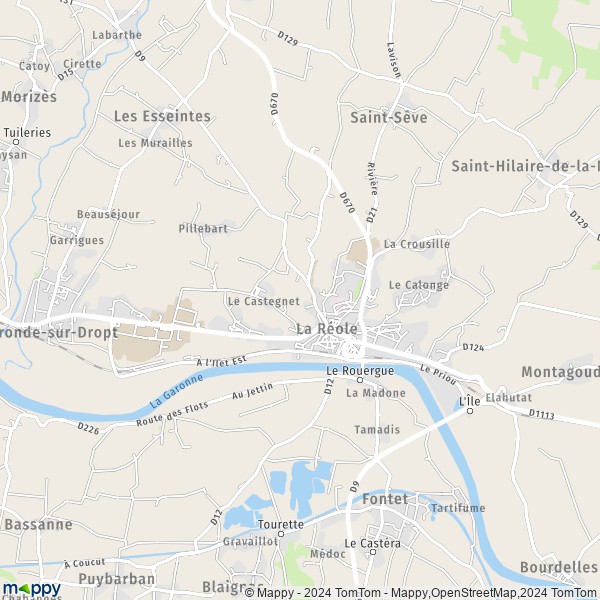 La carte pour la ville de La Réole 33190