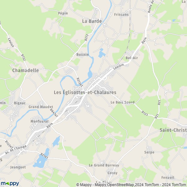 La carte pour la ville de Les Églisottes-et-Chalaures 33230