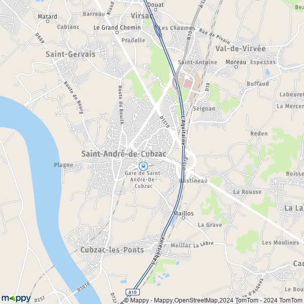 La carte pour la ville de Saint-André-de-Cubzac 33240