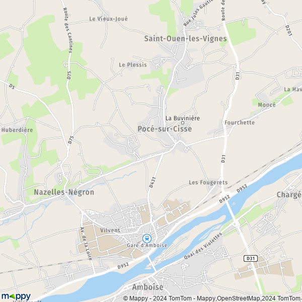 La carte pour la ville de Pocé-sur-Cisse 37530