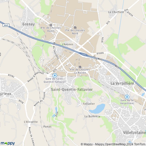 La carte pour la ville de Saint-Quentin-Fallavier 38070