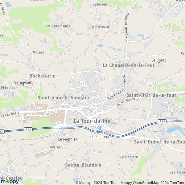 La carte pour la ville de La Tour-du-Pin 38110