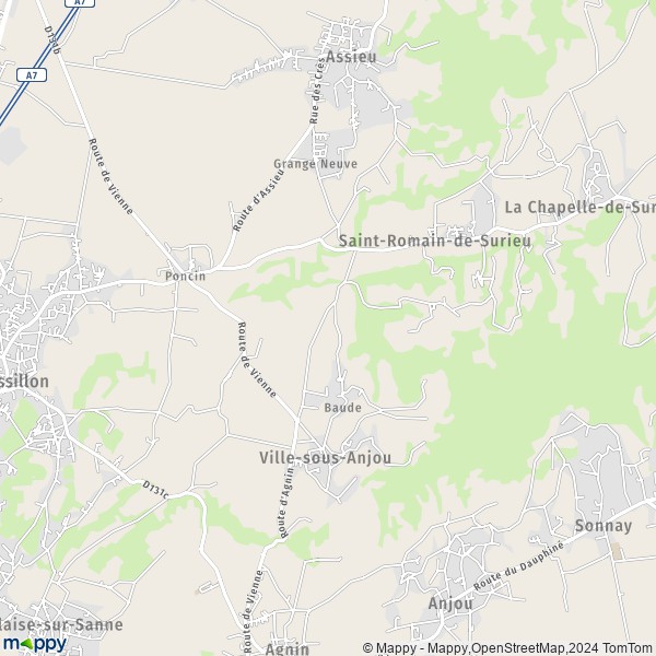 La carte pour la ville de Ville-sous-Anjou 38150