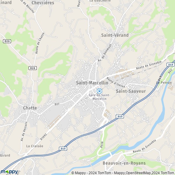 La carte pour la ville de Saint-Marcellin 38160