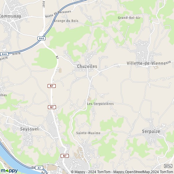 La carte pour la ville de Chuzelles 38200
