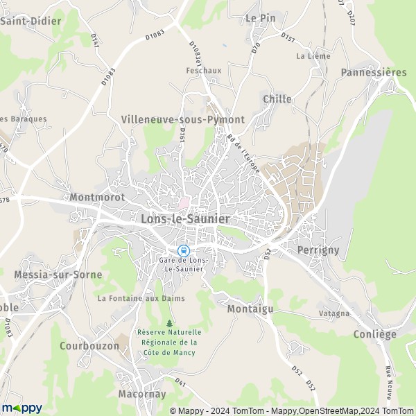 La carte pour la ville de Lons-le-Saunier 39000