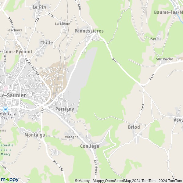 La carte pour la ville de Perrigny 39570