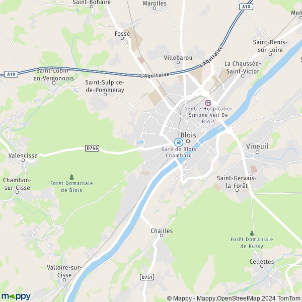 La carte pour la ville de Blois 41000