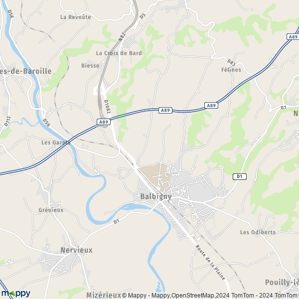 La carte pour la ville de Balbigny 42510