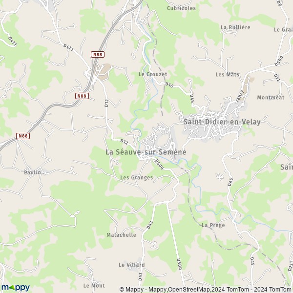 La carte pour la ville de La Séauve-sur-Semène 43140