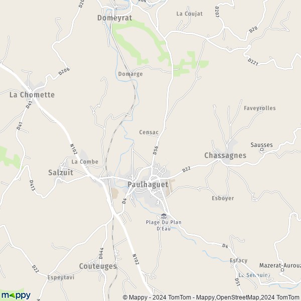 La carte pour la ville de Paulhaguet 43230