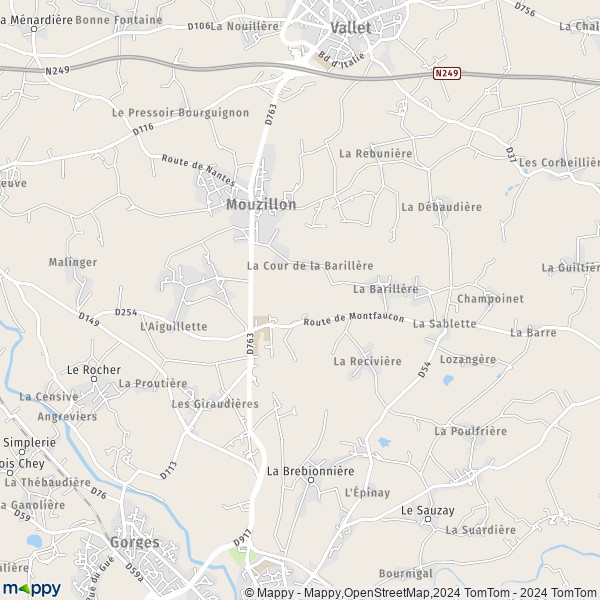 La carte pour la ville de Mouzillon 44330