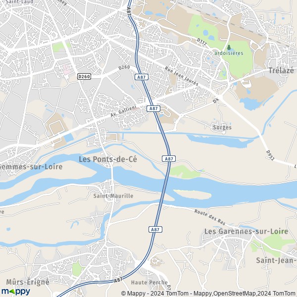 La carte pour la ville de Les Ponts-de-Cé 49130