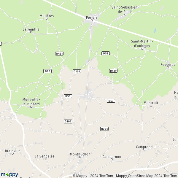 La carte pour la ville de Saint-Aubin-du-Perron, 50490 Saint-Sauveur-Villages