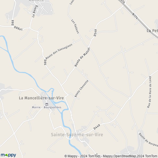 La carte pour la ville de Sainte-Suzanne-sur-Vire 50750