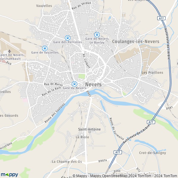 La carte pour la ville de Nevers 58000
