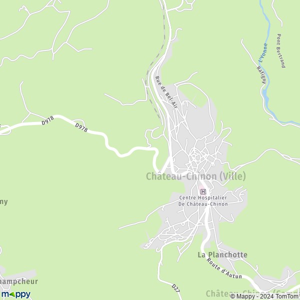 La carte pour la ville de Château-Chinon (Ville) 58120