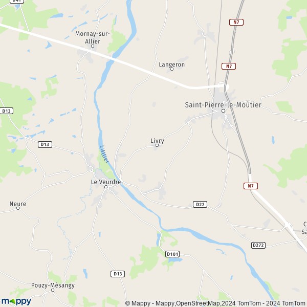 La carte pour la ville de Livry 58240