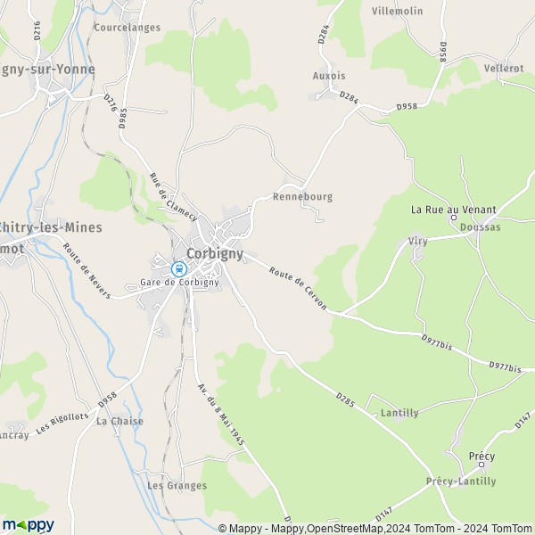 La carte pour la ville de Corbigny 58800