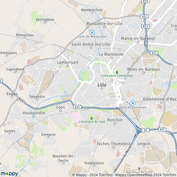 La carte pour la ville de Lille 59000-59800