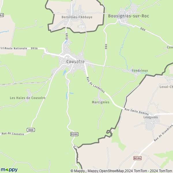 La carte pour la ville de Cousolre 59149