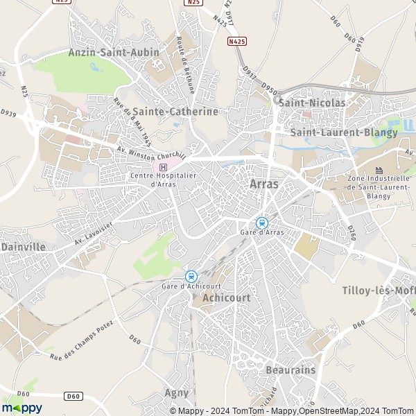 La carte pour la ville de Arras 62000