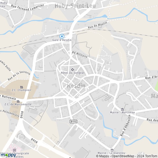 La carte pour la ville de Hesdin 62140