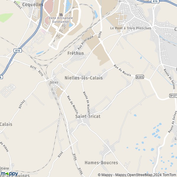 La carte pour la ville de Nielles-lès-Calais 62185