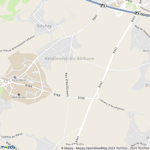 La carte pour la ville de Hesdigneul-lès-Béthune 62196