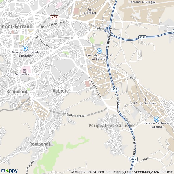 La carte pour la ville de Aubière 63170