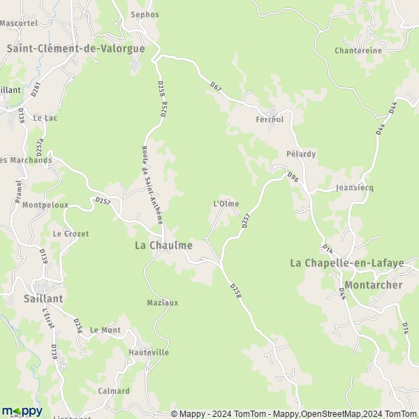 La carte pour la ville de La Chaulme 63660